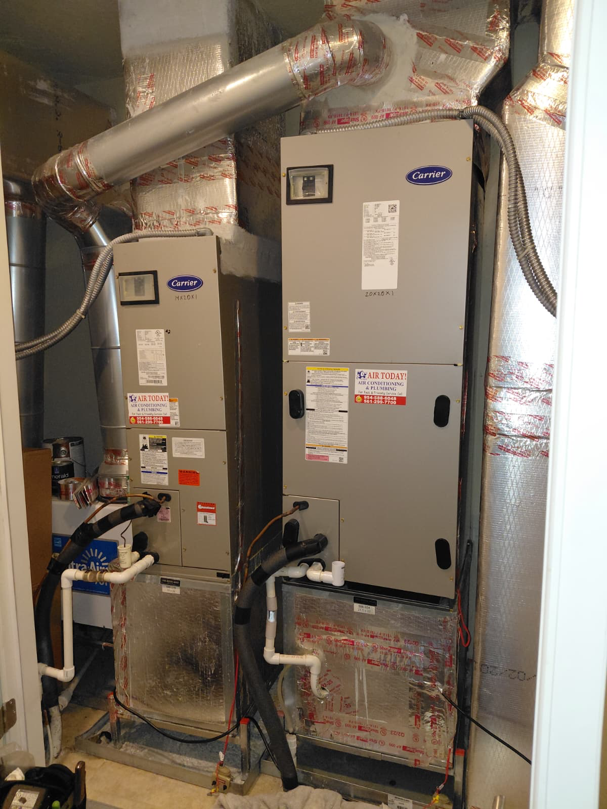 Indoor air handler photographed during an evaporator coil repair